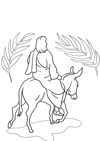 Jesus Riding on a Donkey Coloring page