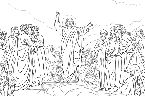 Jesus Teaches the Beatitudes Coloring page