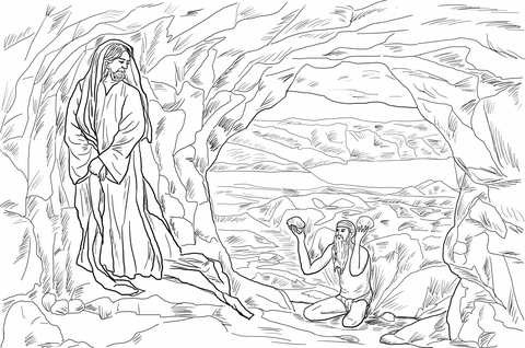 Jesus Tempted in the Wildernes Coloring page