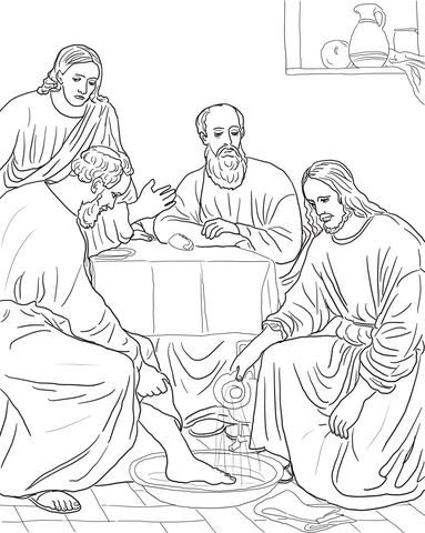 Jesus Washing the Disciples Feet Coloring page