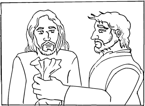 Judas betrayed Jesus for 30 pieces of silver Coloring page