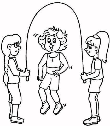 Children Jump Rope  Coloring page