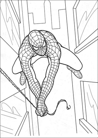 Spider-man in the air Coloring page