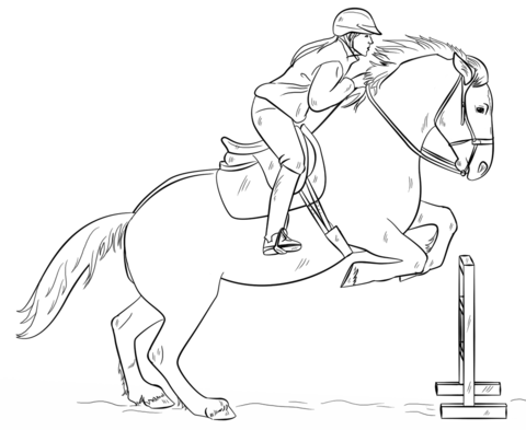 Jumping Horse with Rider Coloring page