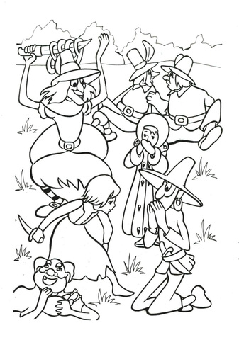 The Old Robber Woman and The Little Robber Girl, who takes Gerda as a playmate Coloring page