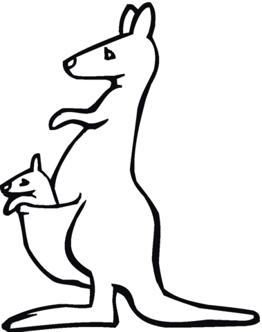 Kangaroo with baby Coloring page