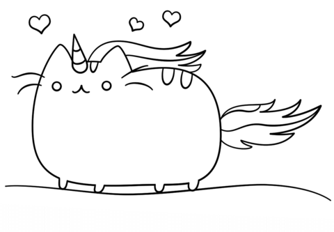 Kawaii Cat-Unicorn Coloring page