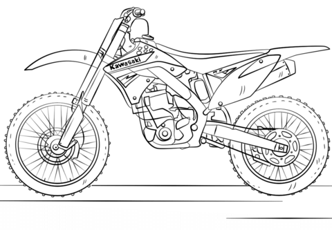 Kawasaki Motocross Bike Coloring page