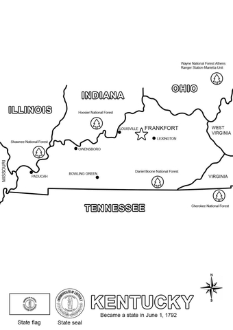 Map of Kentucky Coloring page