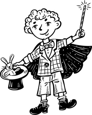 Kid Magician Coloring page