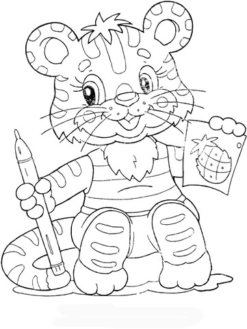 Tiger cub at school Coloring page