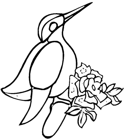 Kookaburra on Yellow Rose Coloring page