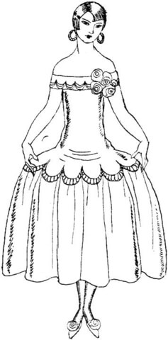 Lady In Dress Coloring page