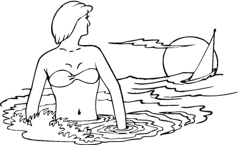 A woman In The sea Coloring page