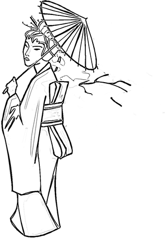 Lady With Umbrella  Coloring page