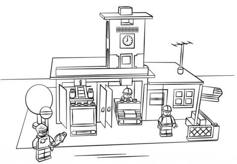 Lego Fire Station Coloring page