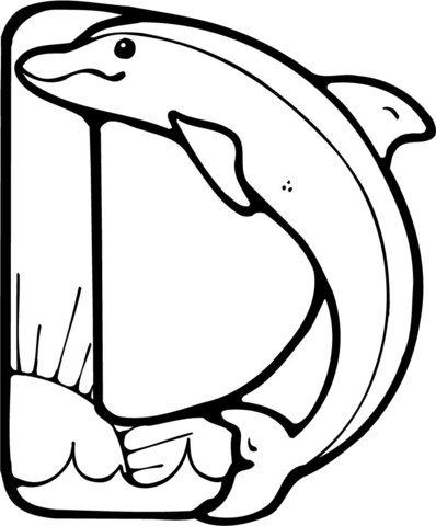 Letter D is for Dolphin Coloring page