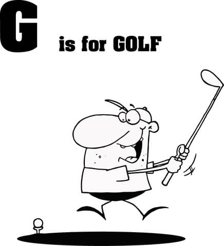 Letter G is for Golf Coloring page