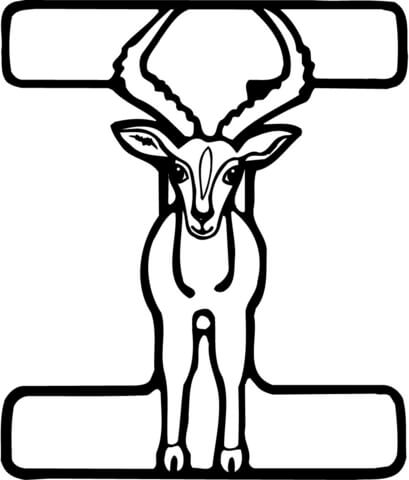 Letter I is for Ibex Coloring page