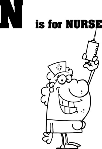 Letter N is for Nurse Coloring page