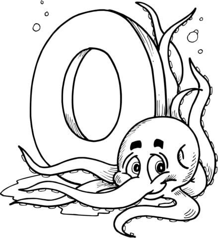 Letter O is for Octopus Coloring page