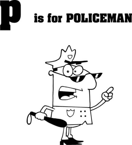 Letter P is for Policeman Coloring page