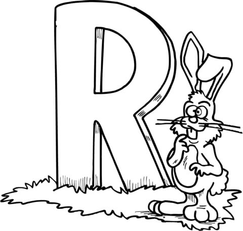 Letter R is for Rabbit Coloring page