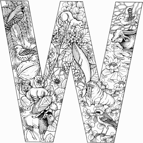 Letter W Coloring page