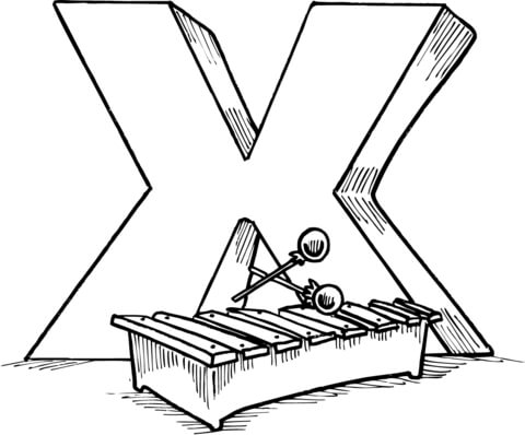 Letter X is for Xylophone Coloring page