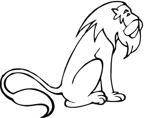 Sitting Lion Coloring page