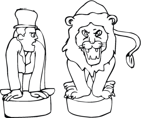 Lion and Tamer Coloring page