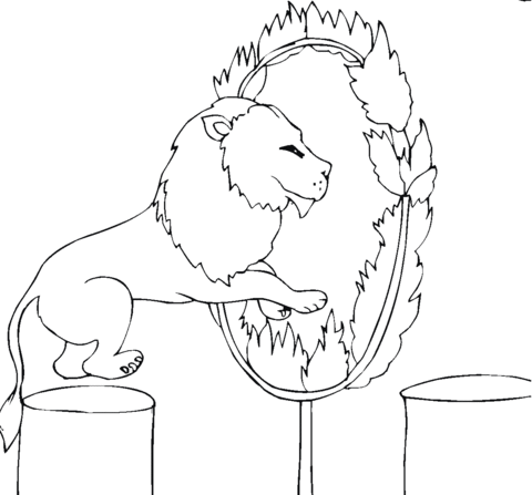 Lion Jumps Into The Fire Coloring page