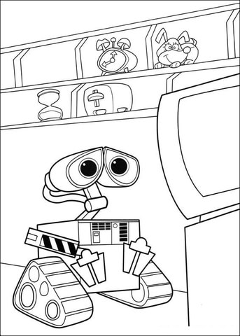 Lonely Wall-E In His House  Coloring page