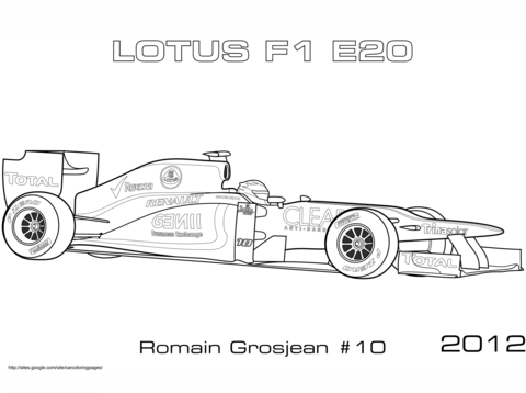 Lotus 2012 E20 Formula 1 Car Coloring page