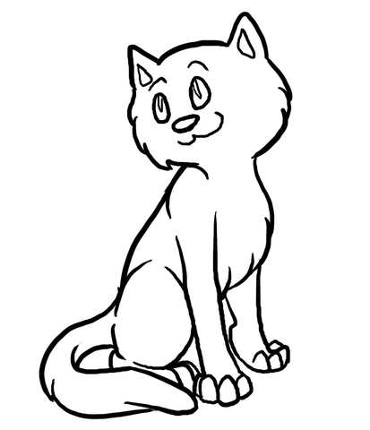 Lovely Cartoon Cat Coloring page