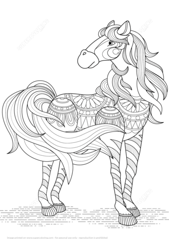 Lovely Horse Zentangle Coloring page