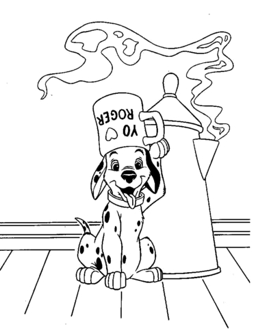 Lucky, a cup and a kettle Coloring page