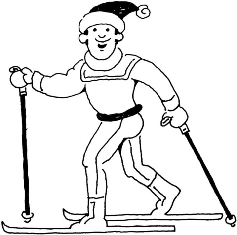 Man Is Skiing  Coloring page