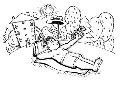 Man has Sun tanning  Coloring page