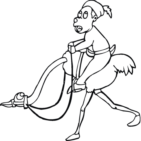 Man Riding Ostrich  Coloring page