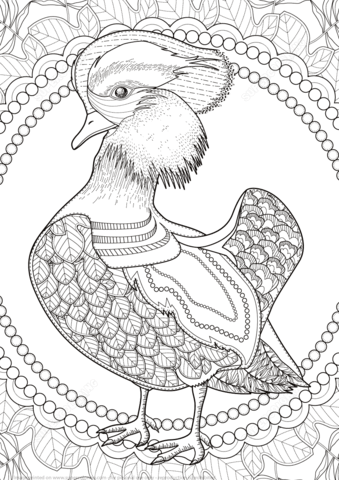 Mandarin Duck Zentagle Coloring page