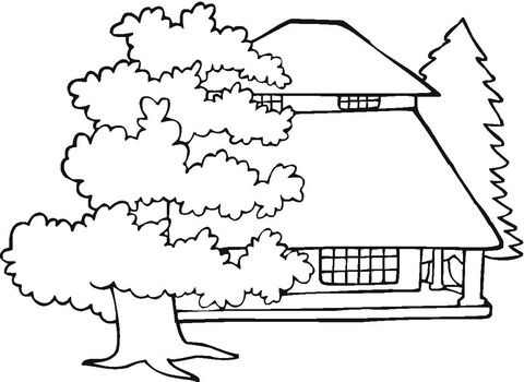 Mansion And Old Oaks  Coloring page