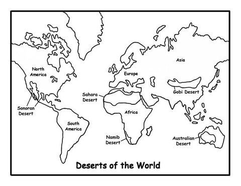 Map Of Deserts  Coloring page