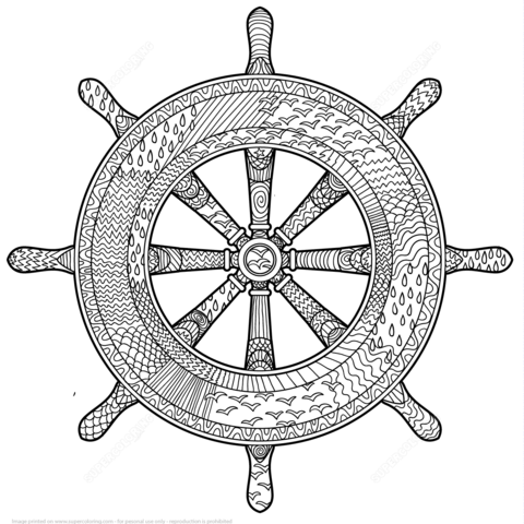 Marine Handwheel Zentangle Coloring page