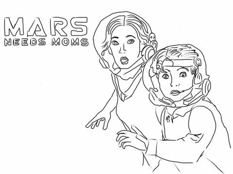 Mars Needs Moms Coloring page