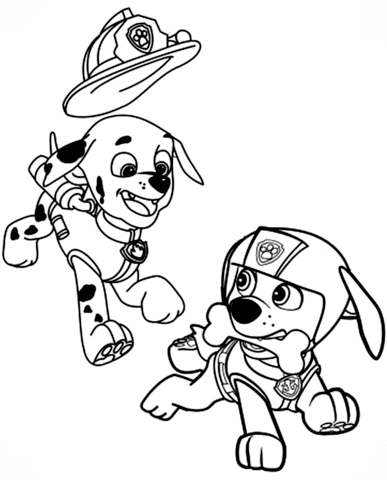 Marshall and Zuma Coloring page