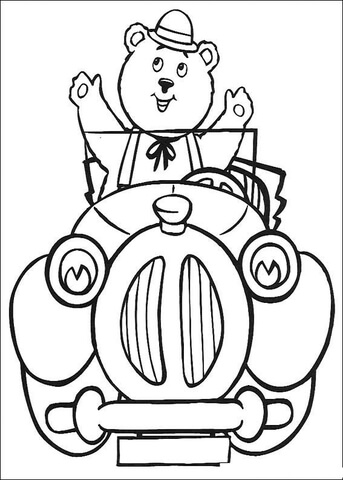 Master Tubby Bear Rides A Car  Coloring page