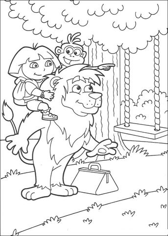 Swing in the woods Coloring page