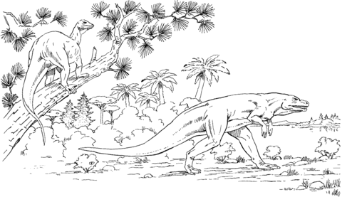 Megalosaurus and Hypsilophodon Coloring page