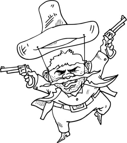 Mexican with Two Guns Coloring page